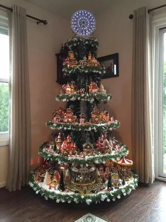 Ferris Wheel Christmas Tree (With A Train, A Ferris Wheel, A Brightly Lit House And A Santa)