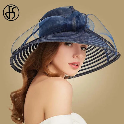 FS 2020 Women Straw Hat With Big Bow White Black Wide Brim Floppy Foldable Beach Hats Female Ladies Spring Visor Sun Caps