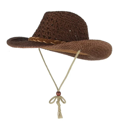 Handmade Straw Cowboy Hat Wide Brim Hat