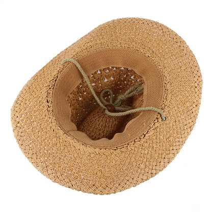 Handmade Straw Cowboy Hat Wide Brim Hat