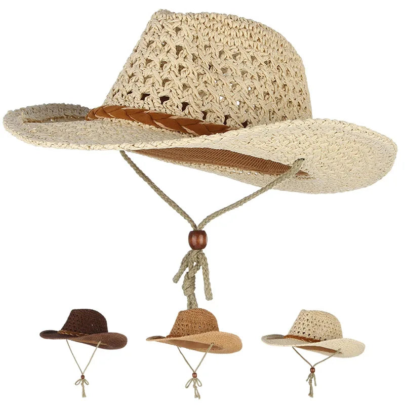 Handmade Straw Cowboy Hat Wide Brim Hat