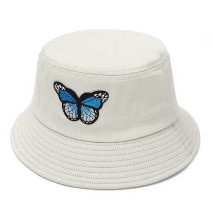 Embroidered Butterfly Hip Hop Bucket Hat Sun Protection Hat