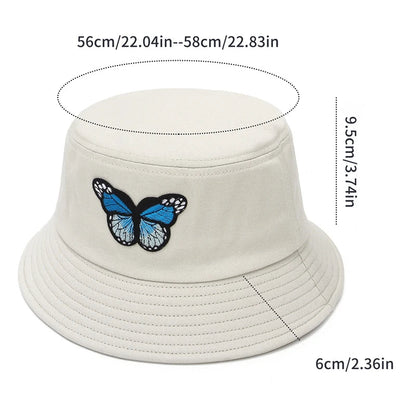 Embroidered Butterfly Hip Hop Bucket Hat Sun Protection Hat