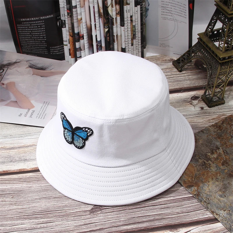 Embroidered Butterfly Hip Hop Bucket Hat Sun Protection Hat