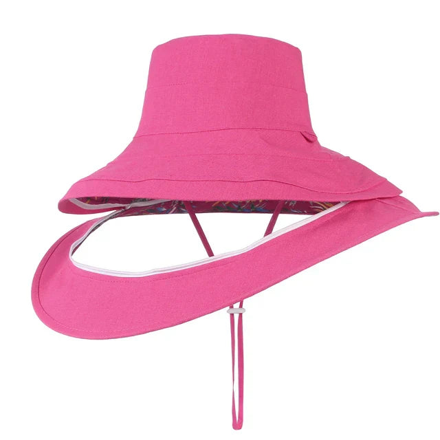 Detachable Large Brim Reversible Bucket Hat