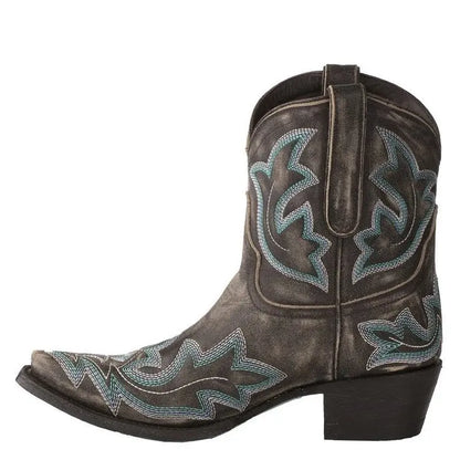 Rustic Western Leather Cowboy Boots