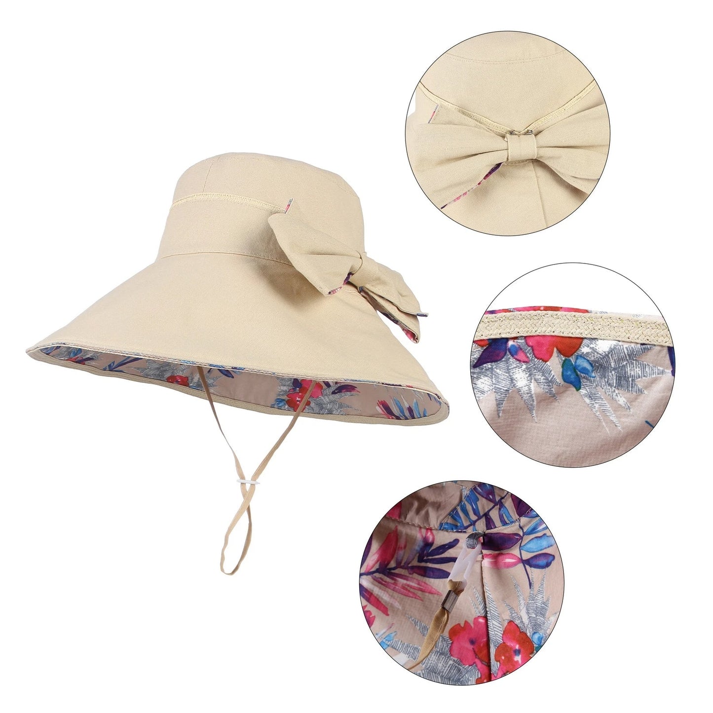 Large Brim Bowknot Bucket Hat Sun Hat