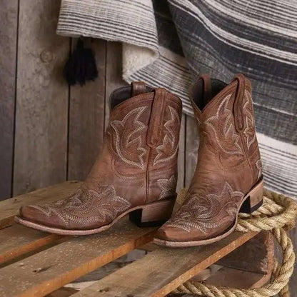 Rustic Western Leather Cowboy Boots