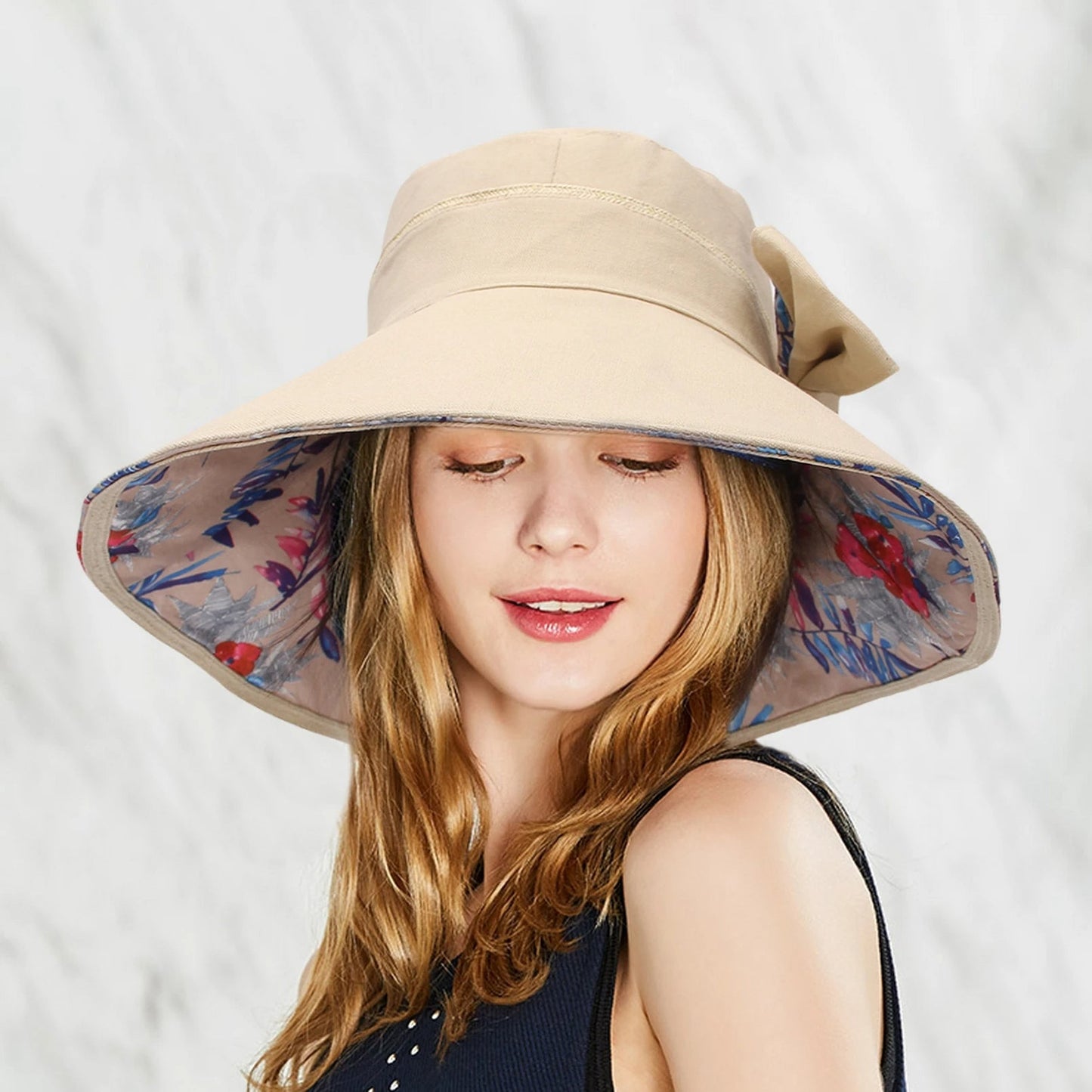 Large Brim Bowknot Bucket Hat Sun Hat