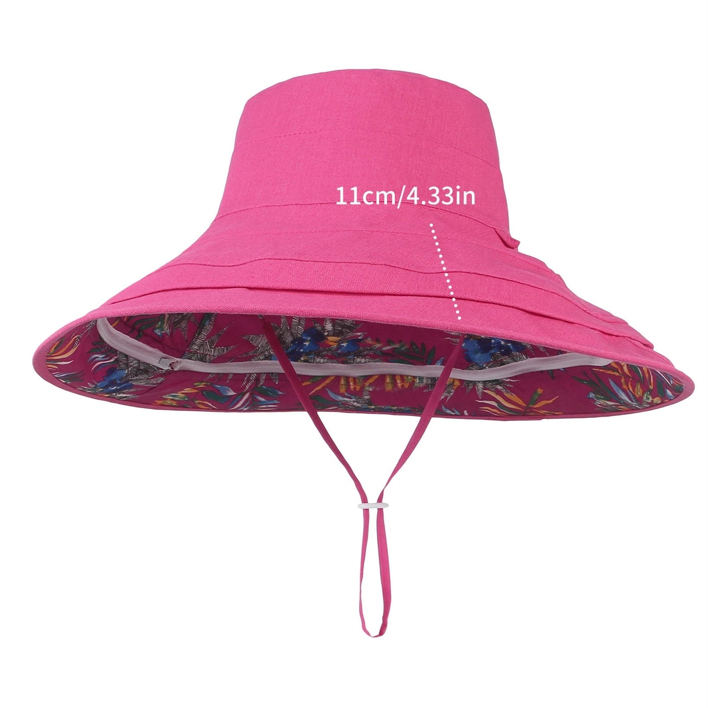 Detachable Large Brim Reversible Bucket Hat