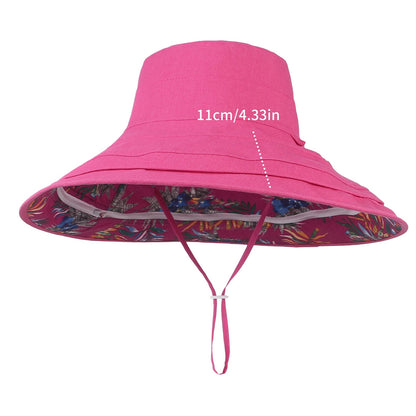 Detachable Large Brim Reversible Bucket Hat