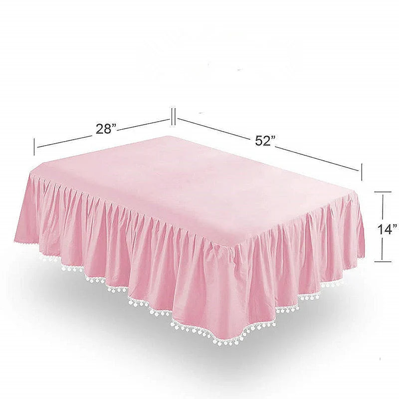 Rufflled Bed Skirt with Tassel Baby Children Crib Bed Skirt