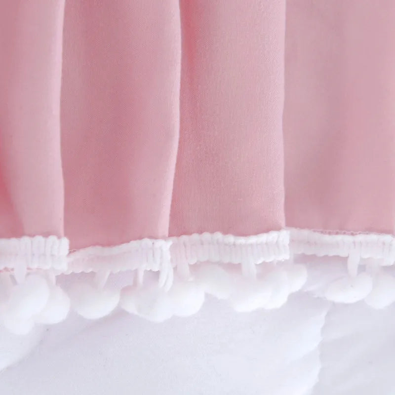 Rufflled Bed Skirt with Tassel Baby Children Crib Bed Skirt