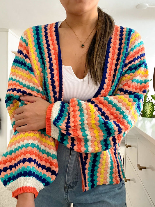 Vintage Mexican Colorful Knitted Cardigan