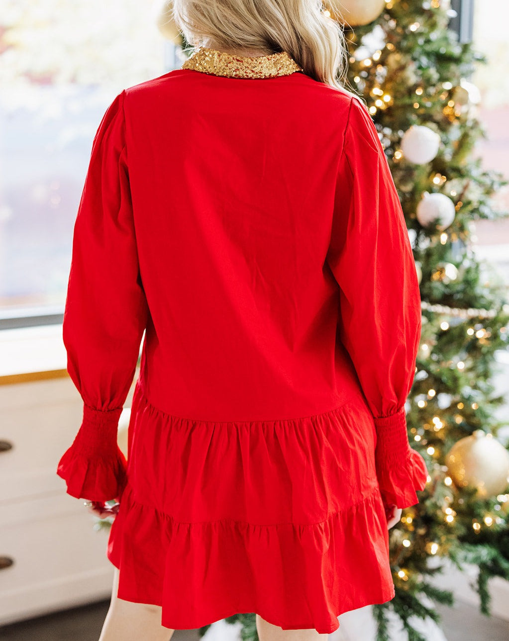 Nutcracker Red Sequin Button-Down Dress