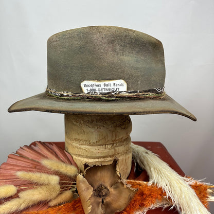 The Moonshiner Brown and Green Distressed Cowboy Hat