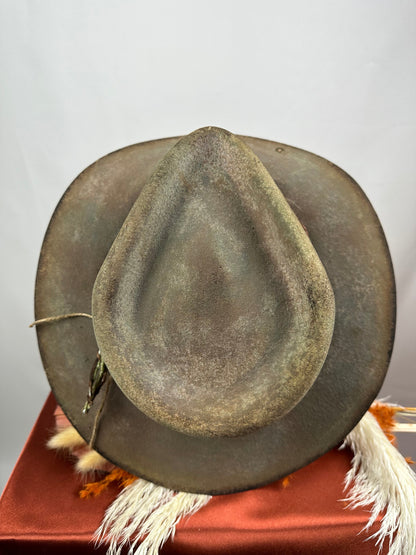 The Moonshiner Brown and Green Distressed Cowboy Hat