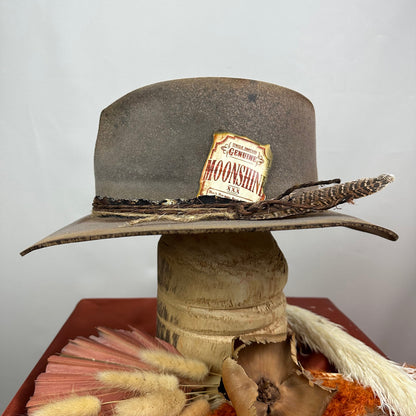 The Moonshiner Brown and Black Distressed Cowboy Hat