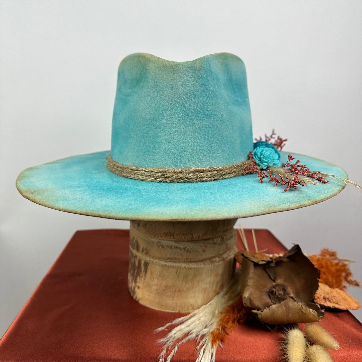 Distressed Fedora Blue Floral Road Warrior