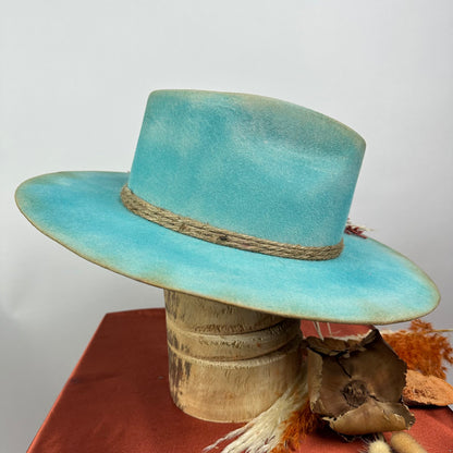 Distressed Fedora Blue Floral Road Warrior