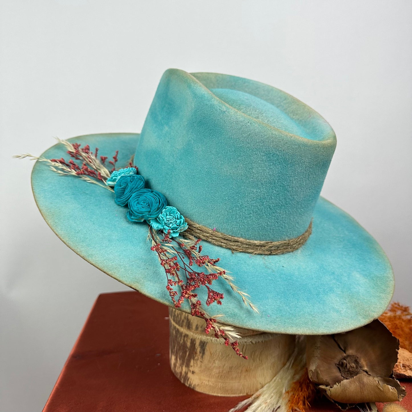 Distressed Fedora Blue Floral Road Warrior