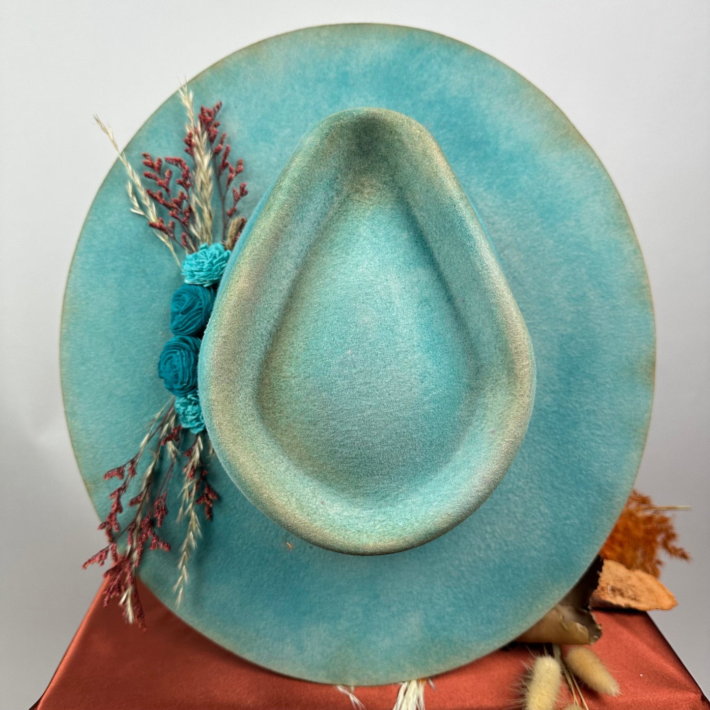 Distressed Fedora Blue Floral Road Warrior