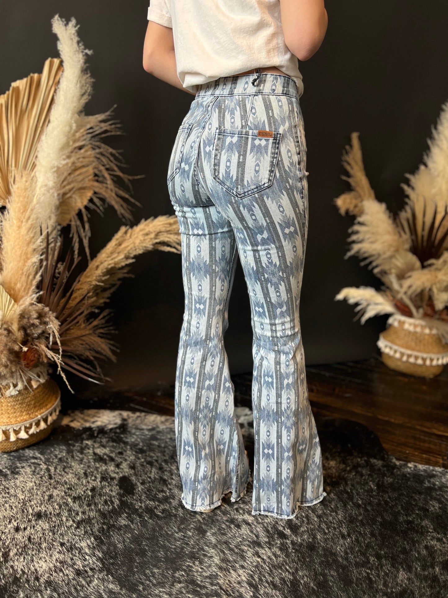 Final Sale _ Baby Blues Aztec Bell Jeans