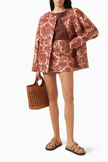 Floral Print Jacket In Cotton-Blend