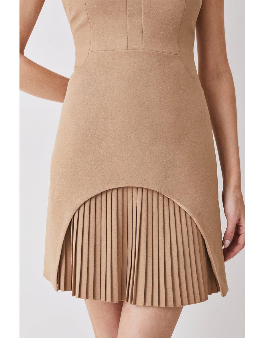 Petite Brown Column Mini Dress