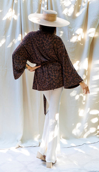 LEISURE ROBE - COCOA LEOPARD