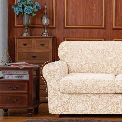 Exquisite Jacquard Floral Pattern High Spandex Sofa Slipcover Includes Separate Seat Covers