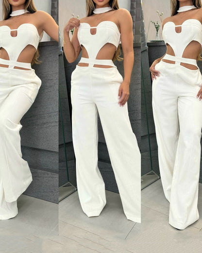 Embellished High-Waist Straight Pants Set