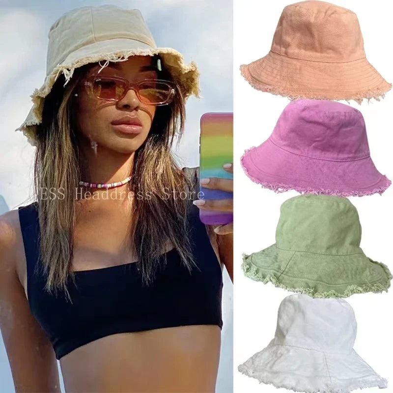 Soft Raw Hem Bucket Hat