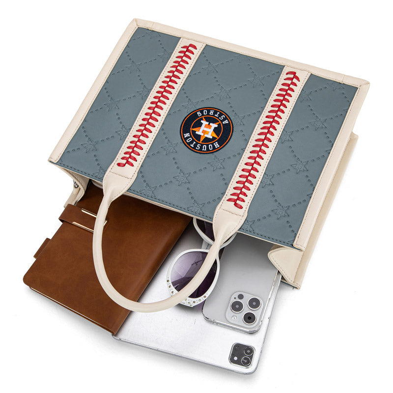 MLB Houston Astros Leather Stitched Crossbody Bag-Jean