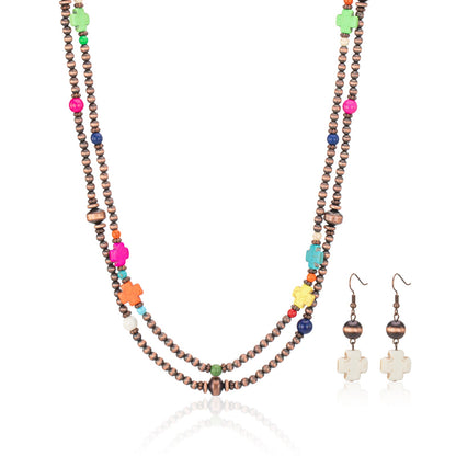 Rustic Couture's® Turquoise Beaded Necklace Earrings Set