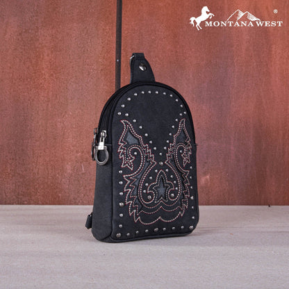 Montana West Embroidered Cut-out Boot Scroll Sling Bag