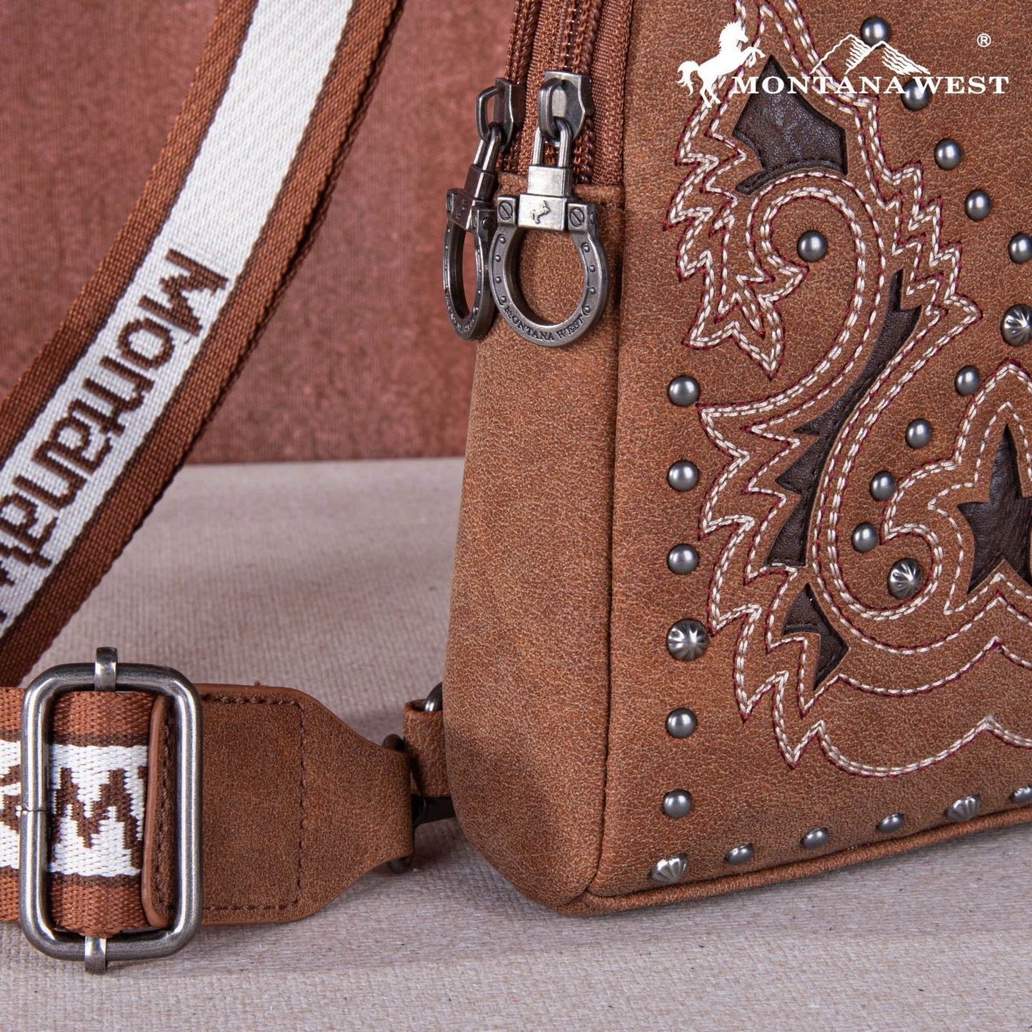 Montana West Embroidered Cut-out Boot Scroll Sling Bag