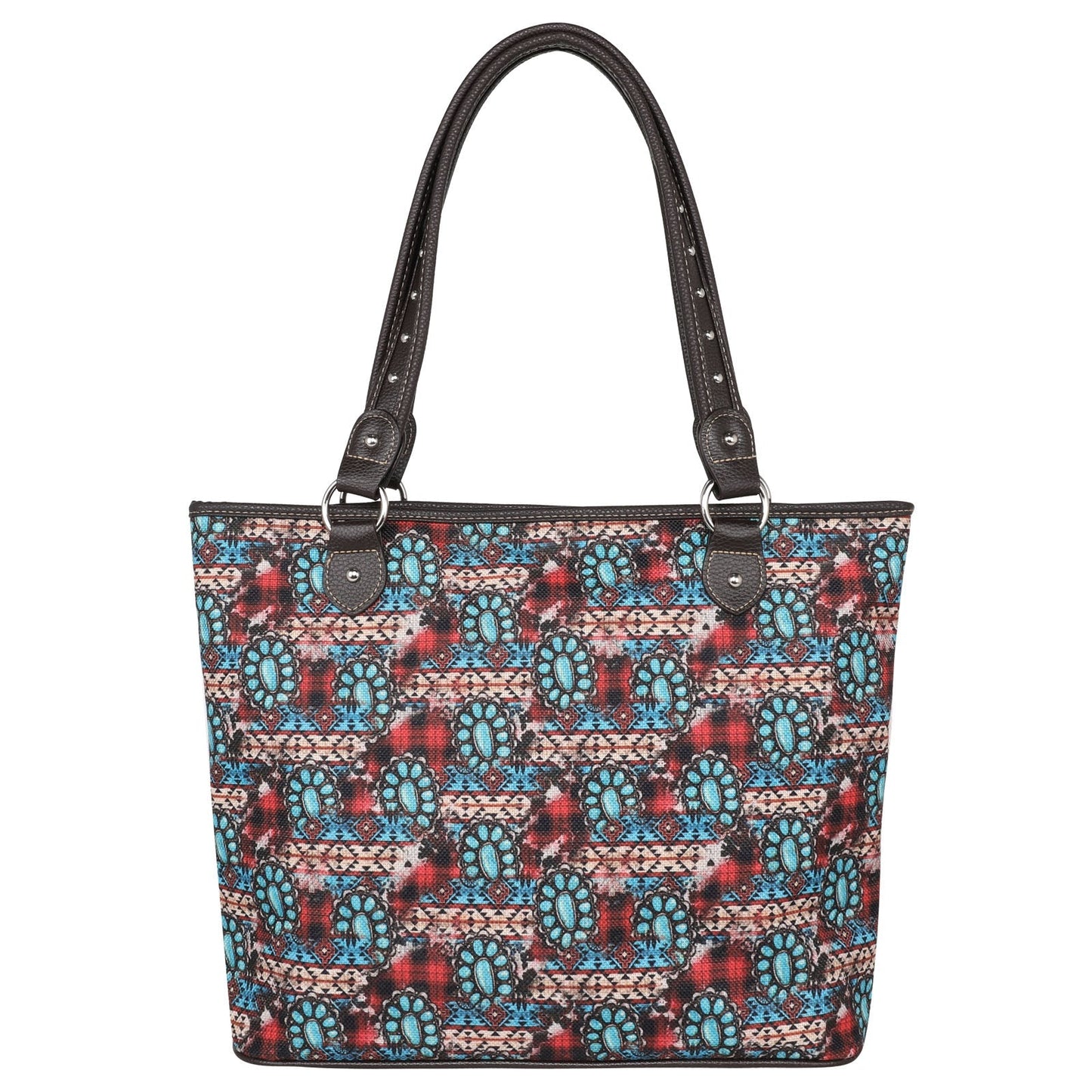 Montana West Aztec Squash Blossom Print Canvas Tote Bag