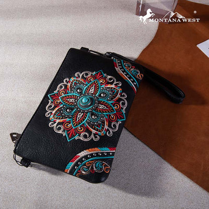 Montana West Floral Embroidered Wristlet