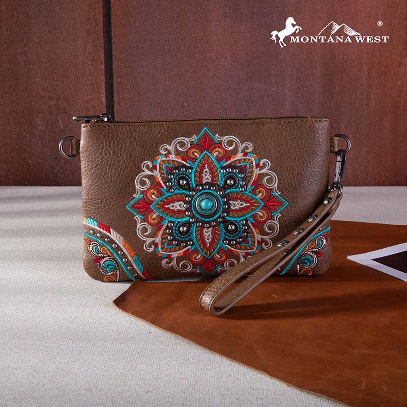 Montana West Floral Embroidered Wristlet