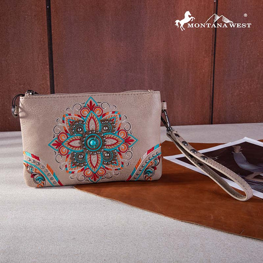 Montana West Floral Embroidered Wristlet