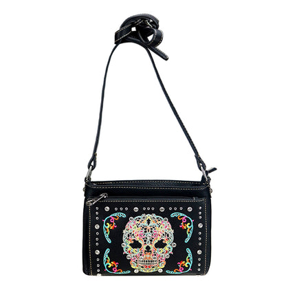 Sugar Skull Organizer Crossbody Bag