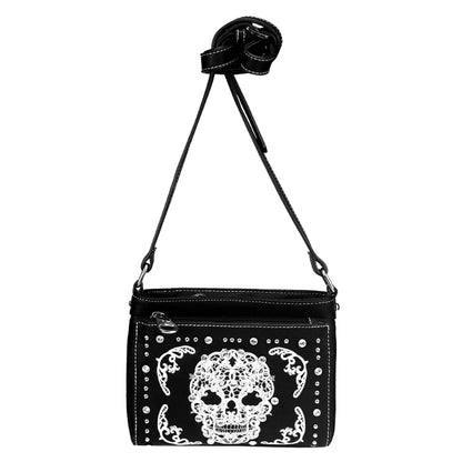 Sugar Skull Organizer Crossbody Bag