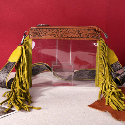 Montana West Western Fringe Stadium Clear Collection Crossbody Bag