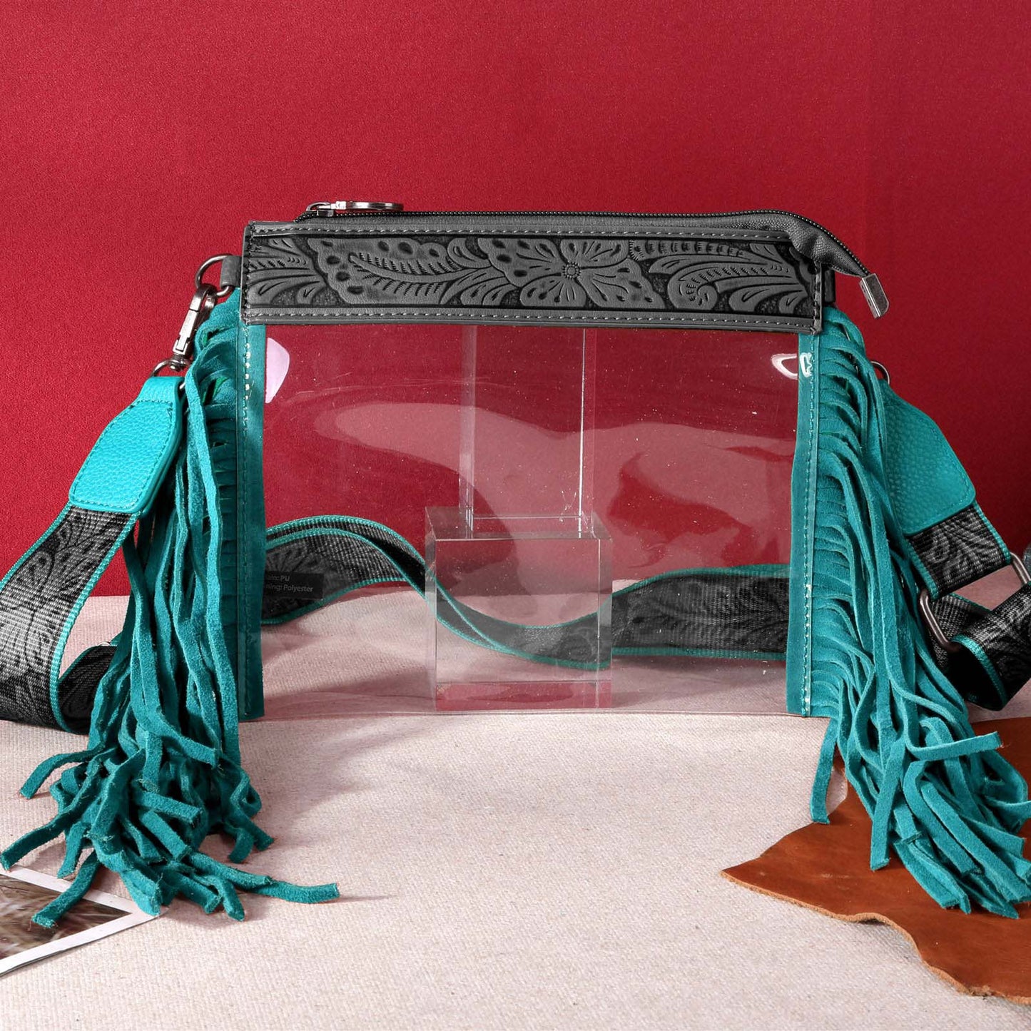 Montana West Western Fringe Stadium Clear Collection Crossbody Bag