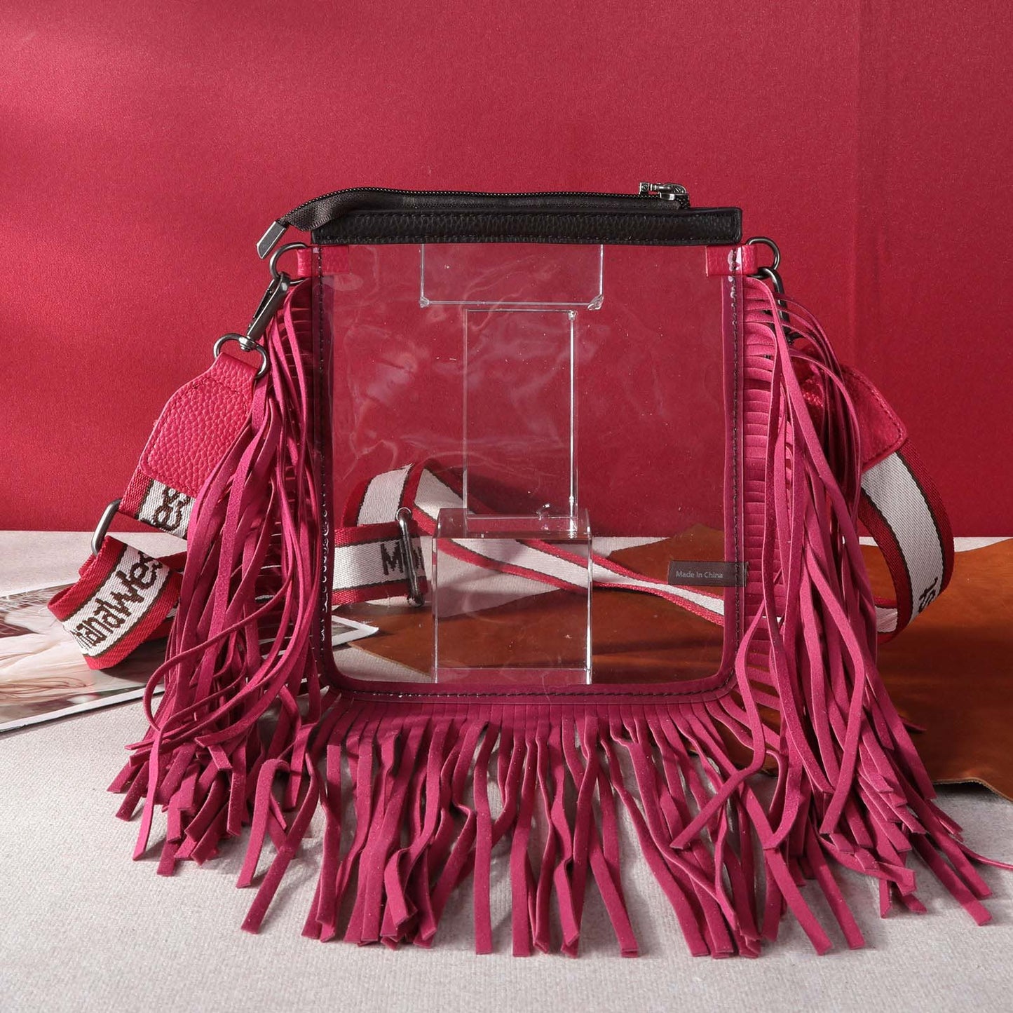 Montana West Western Fringe Clear Stadium Crossbody Bag