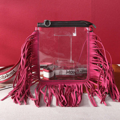 Montana West Western Fringe Clear Stadium Crossbody Bag