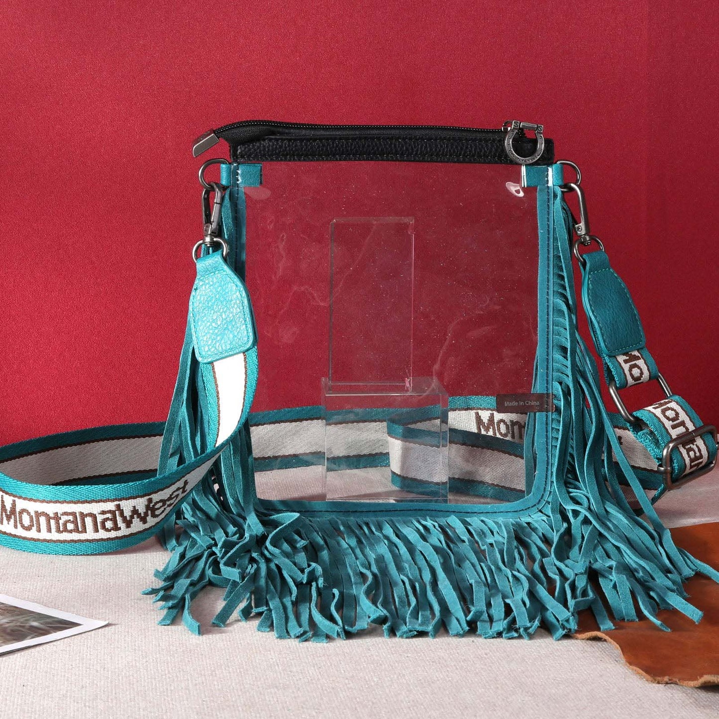 Montana West Western Fringe Clear Stadium Crossbody Bag