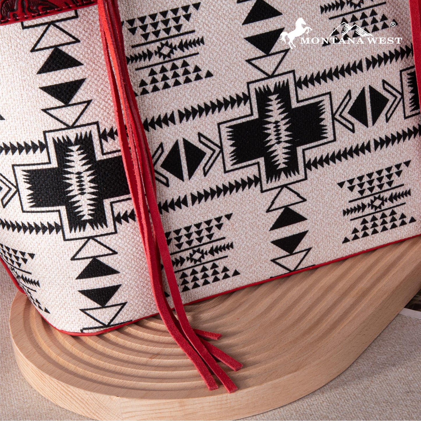 2024 New Montana West Braided Strap Aztec Collection Tote Bag