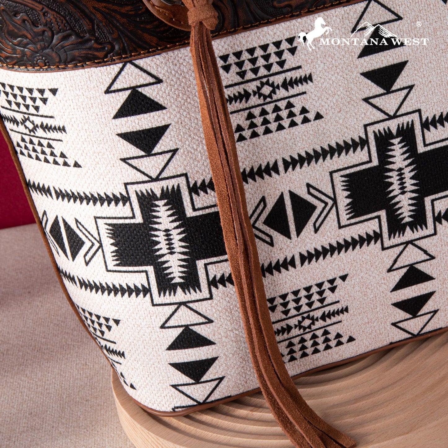 2024 New Montana West Braided Strap Aztec Collection Tote Bag